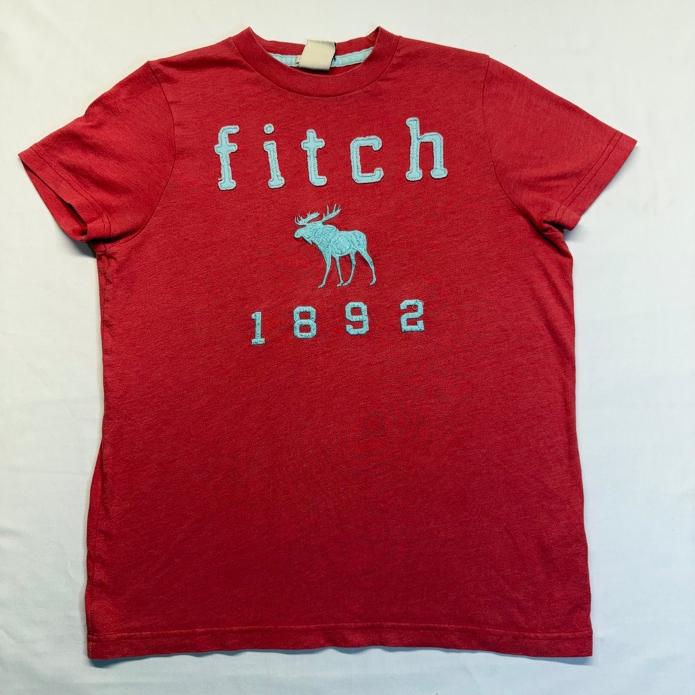 Abercrombie Kids Boys Fitch 1892 Moose Logo Graphic Tee Coral Pink XL